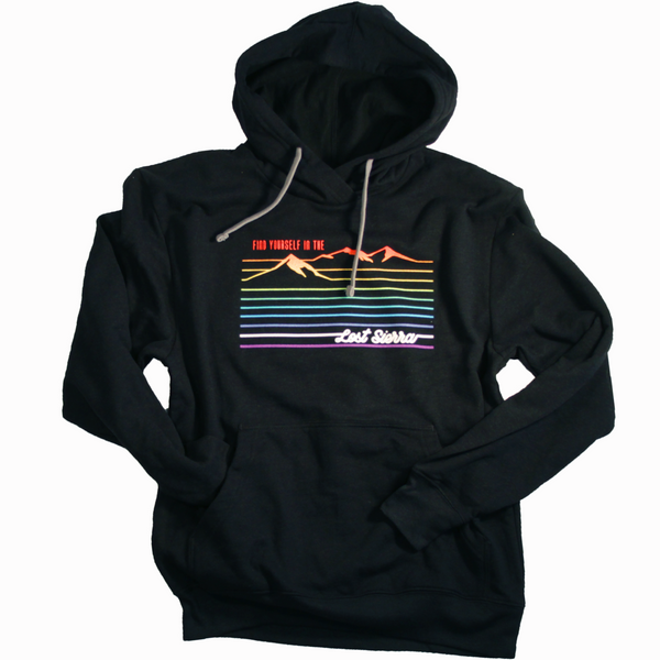 Small Print Rainbow Mountain Hoodie Night The Lost Sierra Company